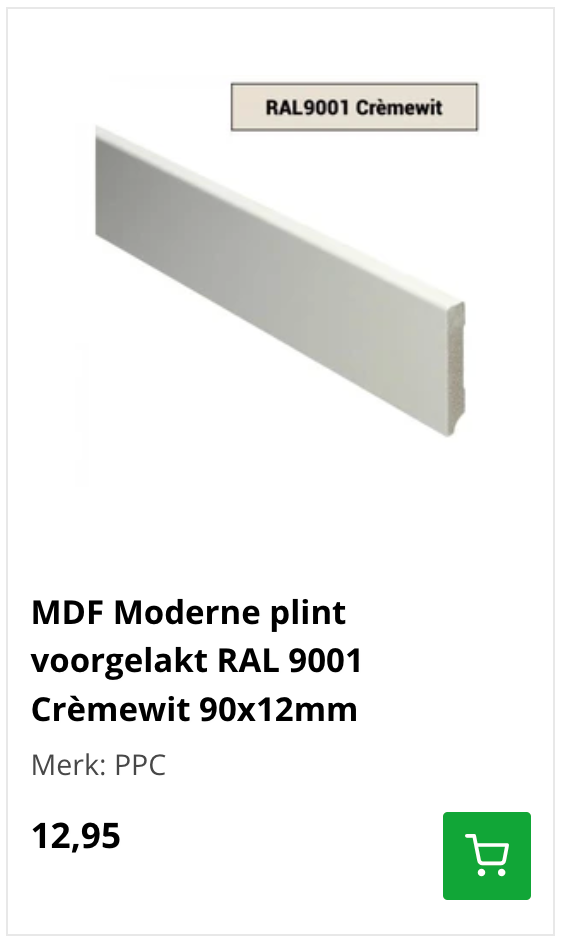 MDF plinten RAL 9001