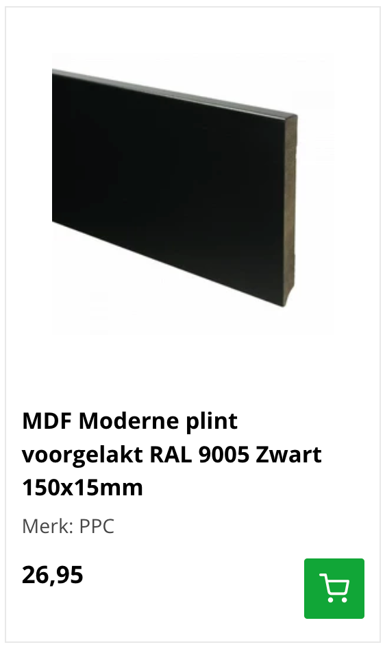 MDF plinten RAL 9005