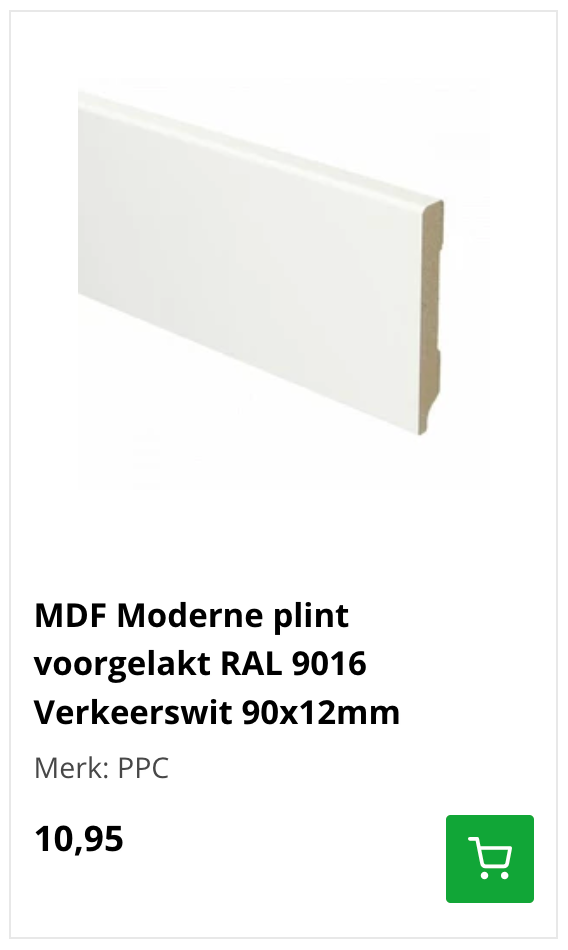 MDF plinten RAL 9016