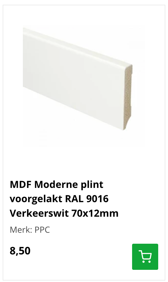 MDF plinten RAL 9016